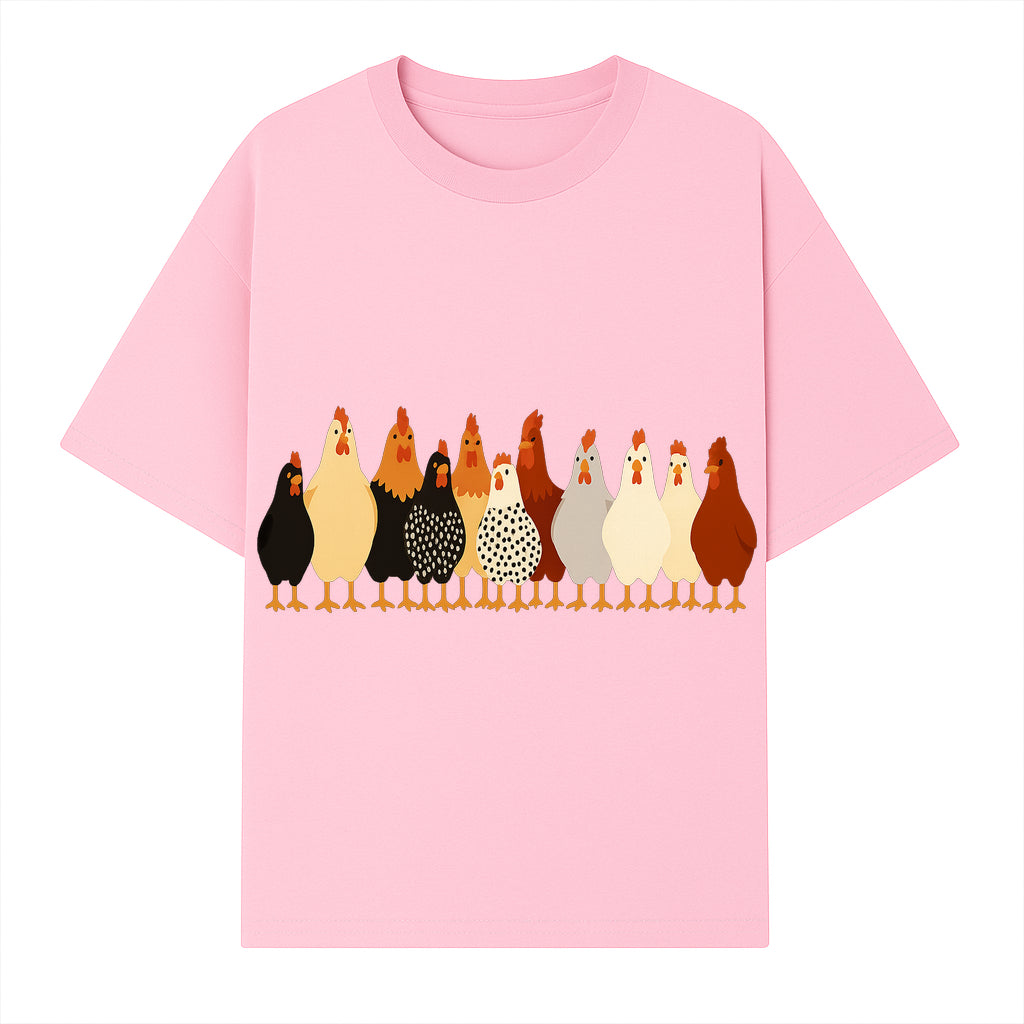 Colorful Chicken Collection Art Print - Farmhouse Decor, Cute Poultry Illustration, Kitchen Wall Art, Animal Lover Gift - T-shirt 1757922484578.jpg