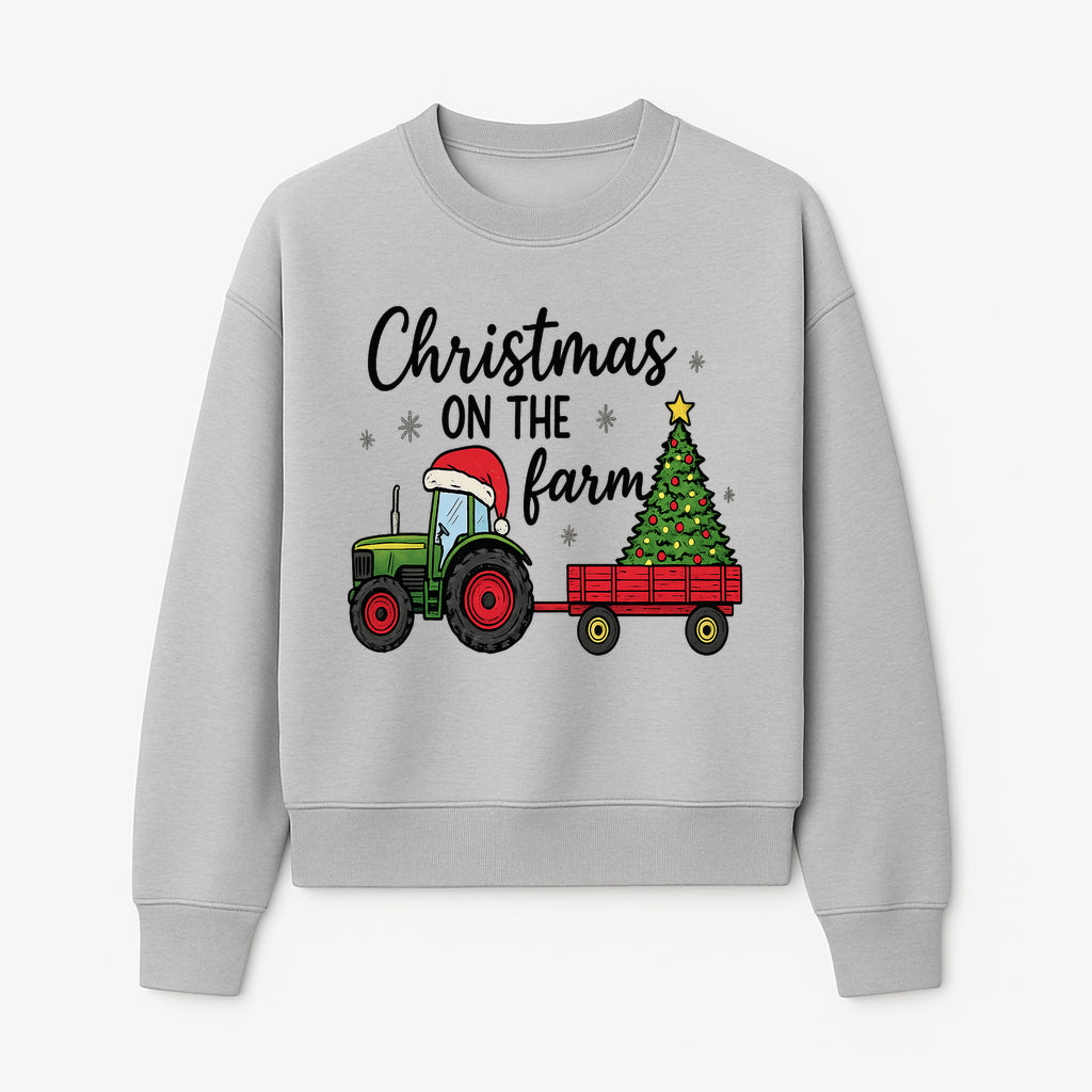 Christmas on the Farm Vintage Tractor and Tree Holiday Decor, Farmhouse Christmas Wall Art, Rustic Christmas Print - Sweatshirt 1757922484969.jpg
