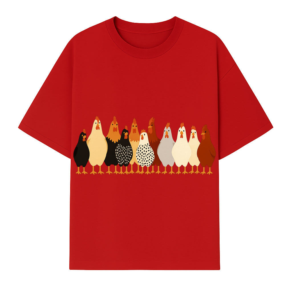 Colorful Chicken Collection Art Print - Farmhouse Decor, Cute Poultry Illustration, Kitchen Wall Art, Animal Lover Gift - T-shirt 1757922485023.jpg