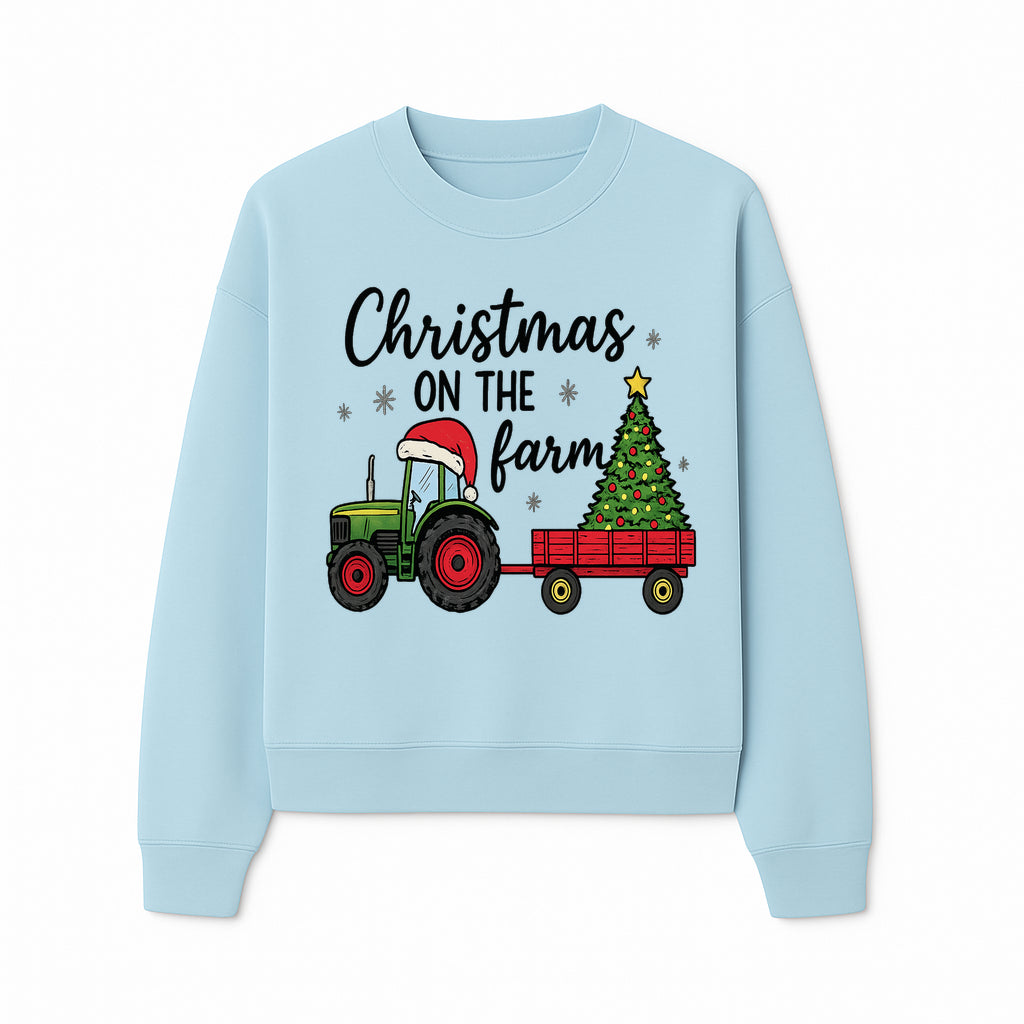 Christmas on the Farm Vintage Tractor and Tree Holiday Decor, Farmhouse Christmas Wall Art, Rustic Christmas Print - Sweatshirt 1757922485094.jpg
