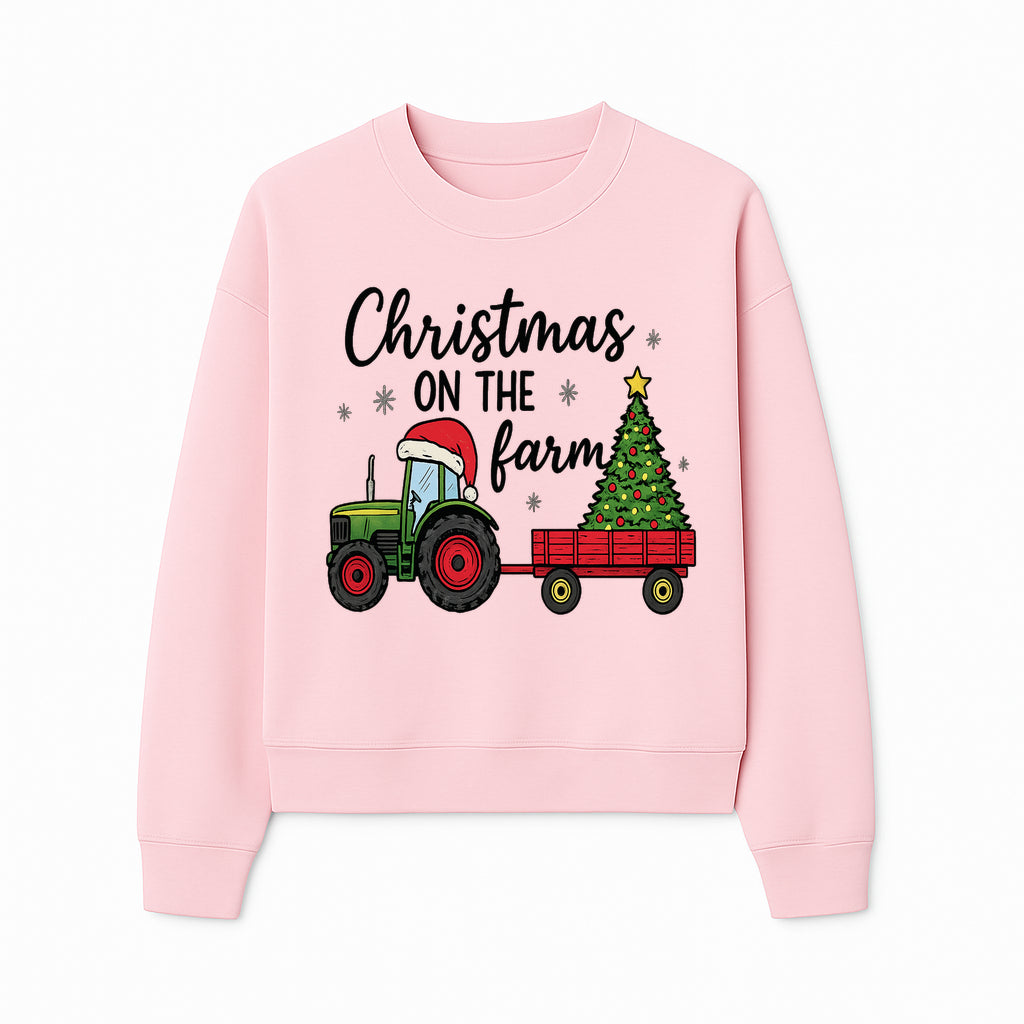 Christmas on the Farm Vintage Tractor and Tree Holiday Decor, Farmhouse Christmas Wall Art, Rustic Christmas Print - Sweatshirt 1757922485228.jpg