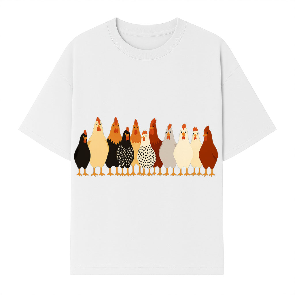 Colorful Chicken Collection Art Print - Farmhouse Decor, Cute Poultry Illustration, Kitchen Wall Art, Animal Lover Gift - T-shirt 1757922485293.jpg