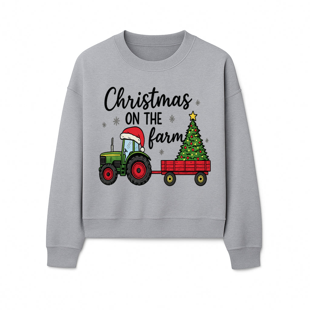 Christmas on the Farm Vintage Tractor and Tree Holiday Decor, Farmhouse Christmas Wall Art, Rustic Christmas Print - Sweatshirt 1757922485797.jpg