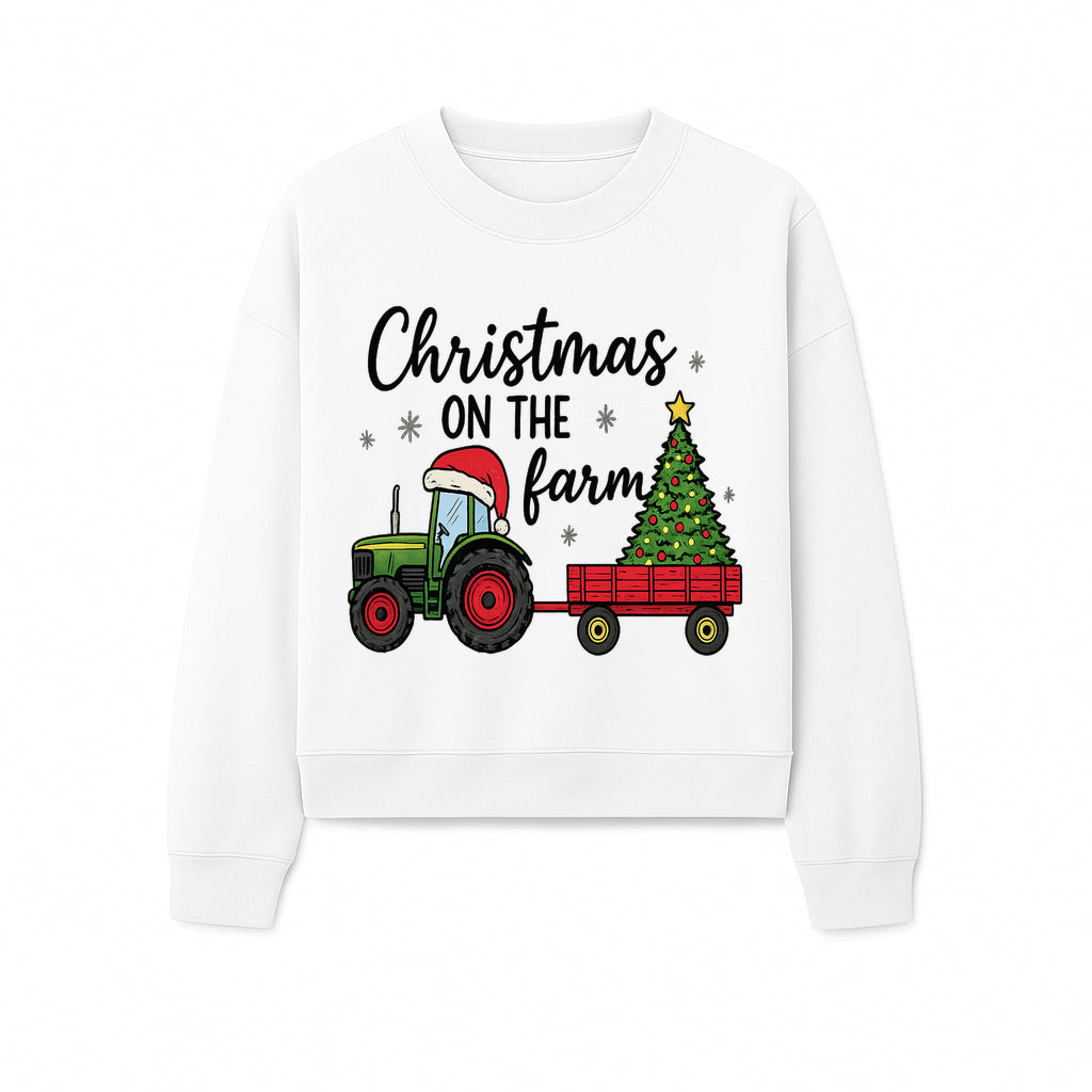 Christmas on the Farm Vintage Tractor and Tree Holiday Decor, Farmhouse Christmas Wall Art, Rustic Christmas Print - Sweatshirt 1757922485963.jpg