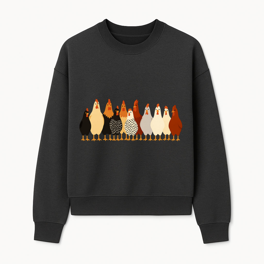 Colorful Chicken Collection Art Print - Farmhouse Decor, Cute Poultry Illustration, Kitchen Wall Art, Animal Lover Gift - Sweatshirt 1757922486993.jpg