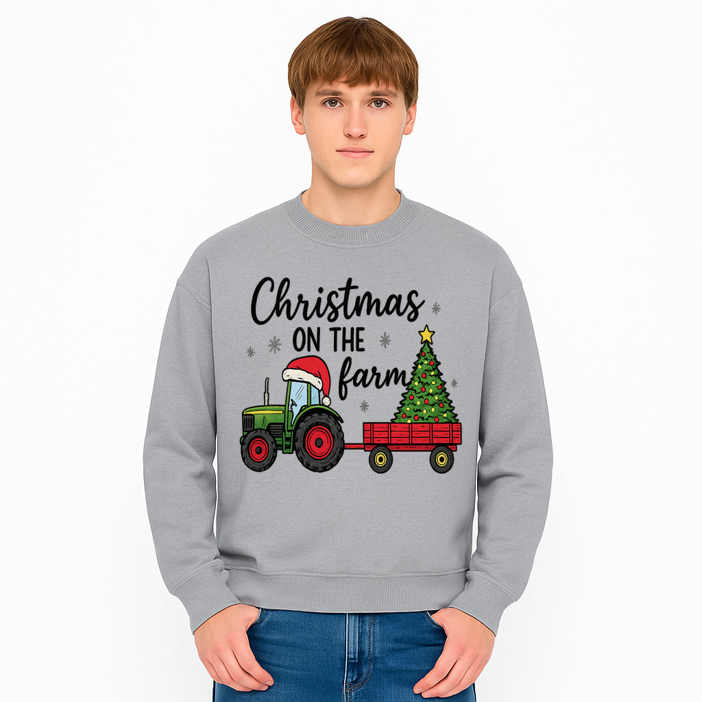 Christmas on the Farm Vintage Tractor and Tree Holiday Decor, Farmhouse Christmas Wall Art, Rustic Christmas Print - Sweatshirt 1757922487145.jpg