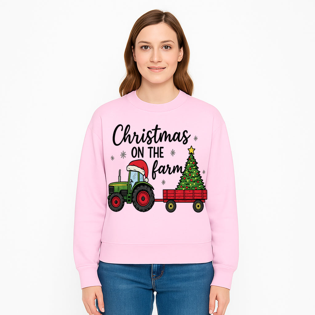 Christmas on the Farm Vintage Tractor and Tree Holiday Decor, Farmhouse Christmas Wall Art, Rustic Christmas Print - Sweatshirt 1757922487291.jpg