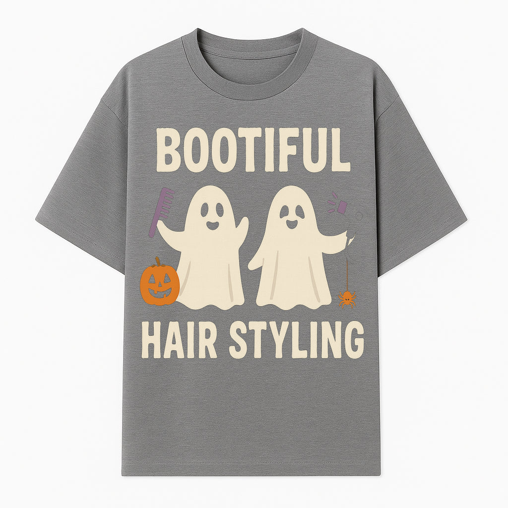 Bootiful Hair Styling Halloween Decor with Ghosts, Pumpkin, and Spider - Cute Salon Sign for Spooky Season - T-shirt 1757925832897.jpg
