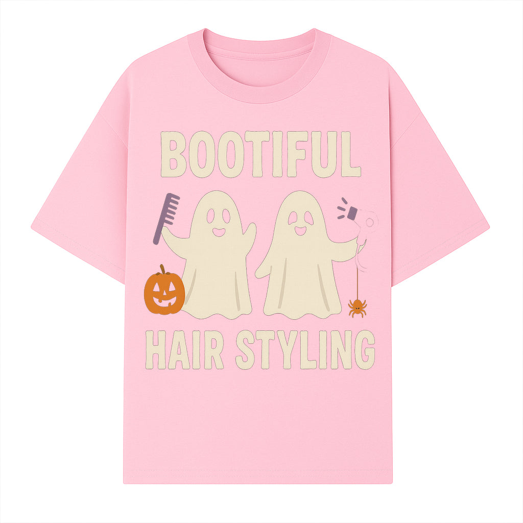 Bootiful Hair Styling Halloween Decor with Ghosts, Pumpkin, and Spider - Cute Salon Sign for Spooky Season - T-shirt 1757925833148.jpg