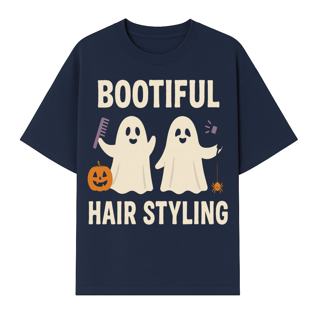 Bootiful Hair Styling Halloween Decor with Ghosts, Pumpkin, and Spider - Cute Salon Sign for Spooky Season - T-shirt 1757925833395.jpg