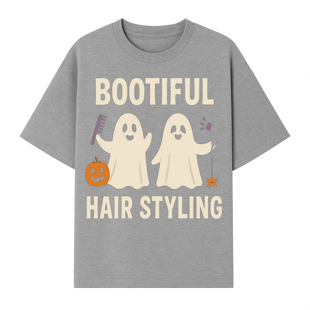 Bootiful Hair Styling Halloween Decor with Ghosts, Pumpkin, and Spider - Cute Salon Sign for Spooky Season - T-shirt 1757925833647.jpg