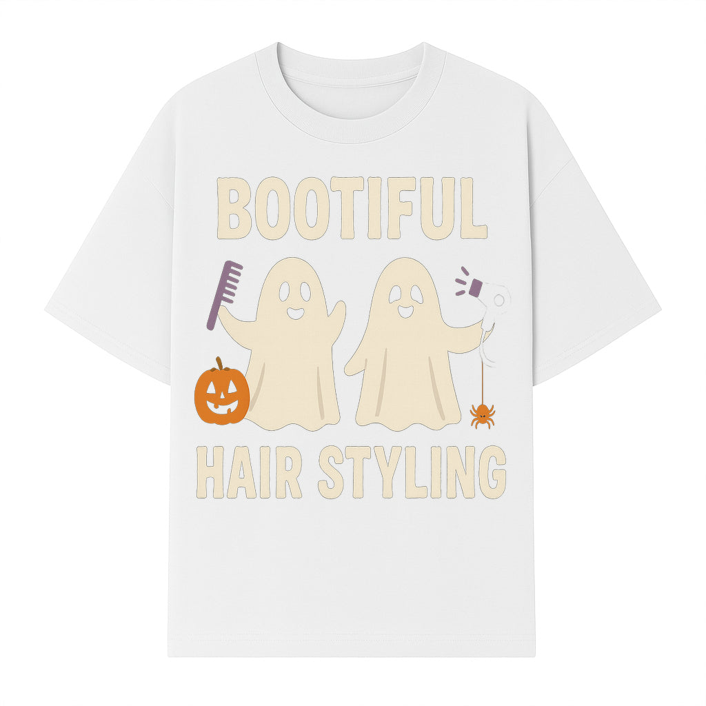 Bootiful Hair Styling Halloween Decor with Ghosts, Pumpkin, and Spider - Cute Salon Sign for Spooky Season - T-shirt 1757925833768.jpg