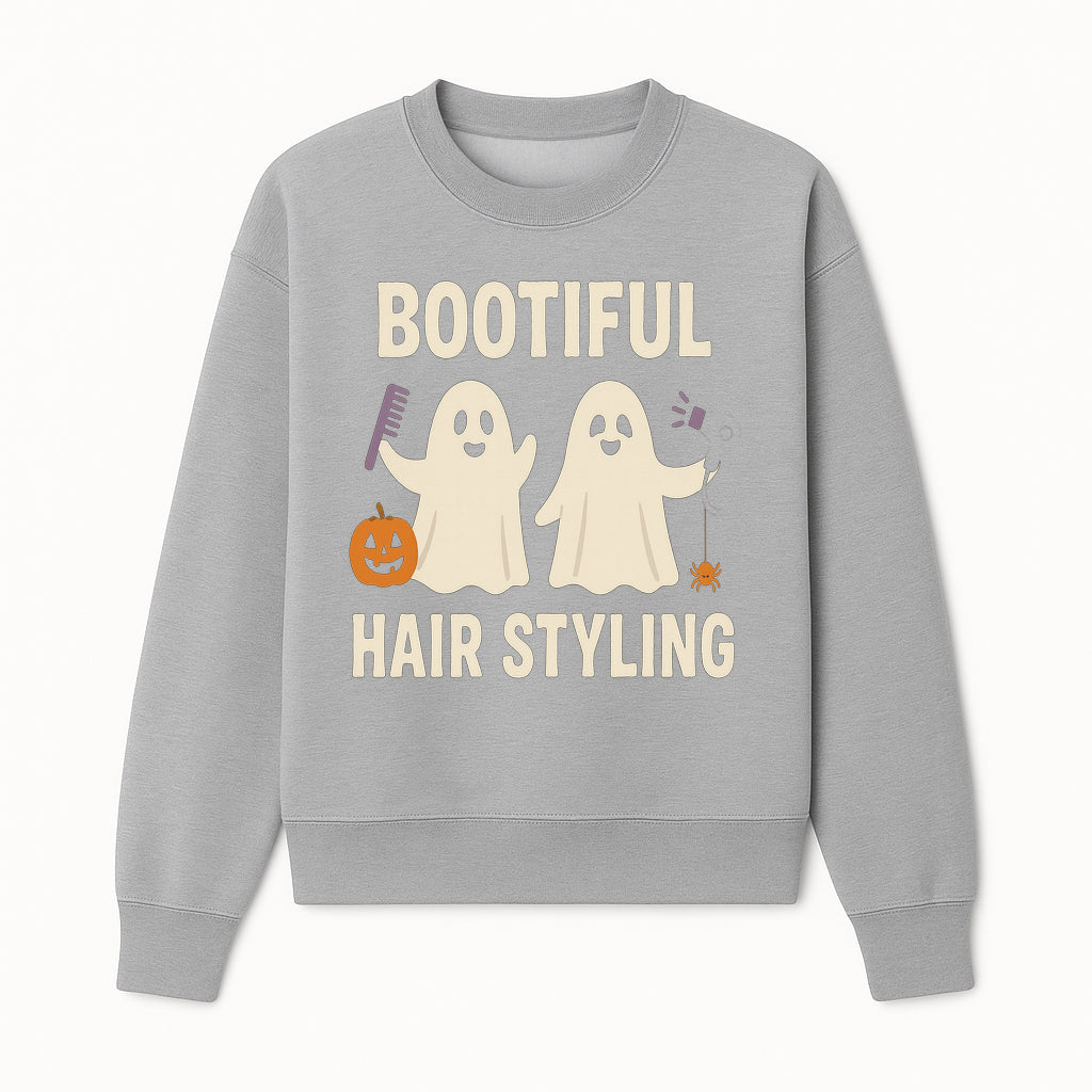 Bootiful Hair Styling Halloween Decor with Ghosts, Pumpkin, and Spider - Cute Salon Sign for Spooky Season - Sweatshirt 1757925835195.jpg