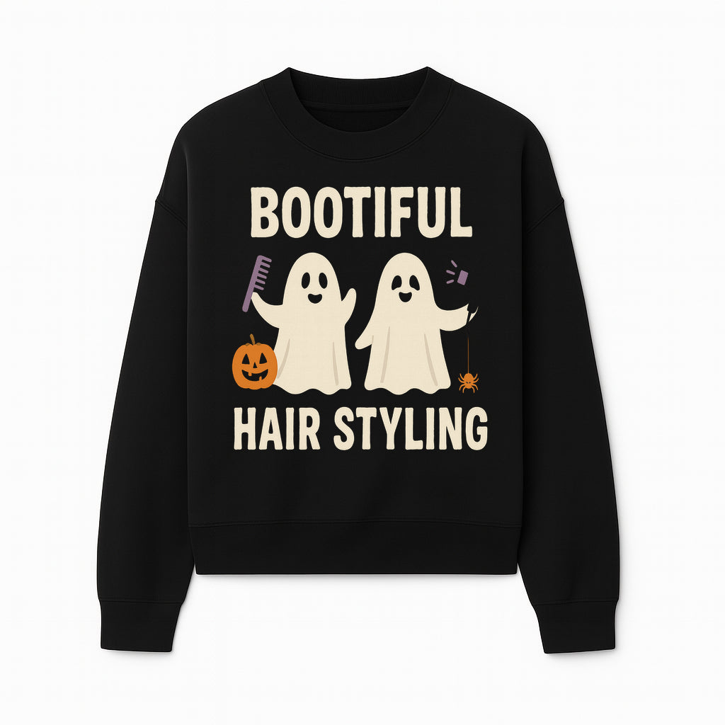 Bootiful Hair Styling Halloween Decor with Ghosts, Pumpkin, and Spider - Cute Salon Sign for Spooky Season - Sweatshirt 1757925835316.jpg