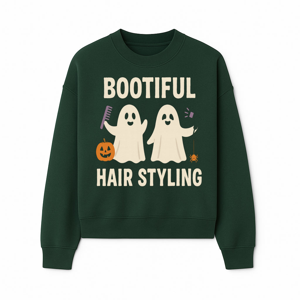 Bootiful Hair Styling Halloween Decor with Ghosts, Pumpkin, and Spider - Cute Salon Sign for Spooky Season - Sweatshirt 1757925835615.jpg