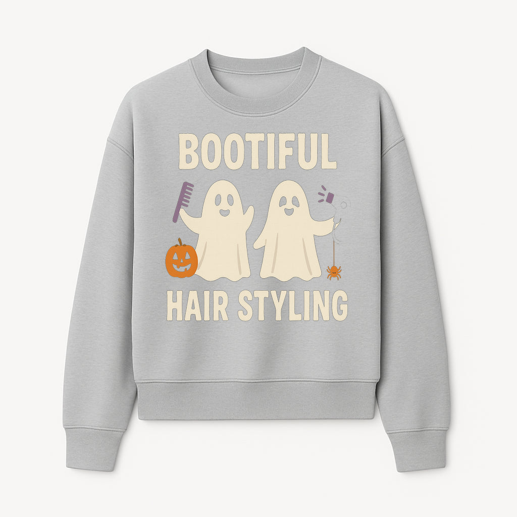 Bootiful Hair Styling Halloween Decor with Ghosts, Pumpkin, and Spider - Cute Salon Sign for Spooky Season - Sweatshirt 1757925835740.jpg