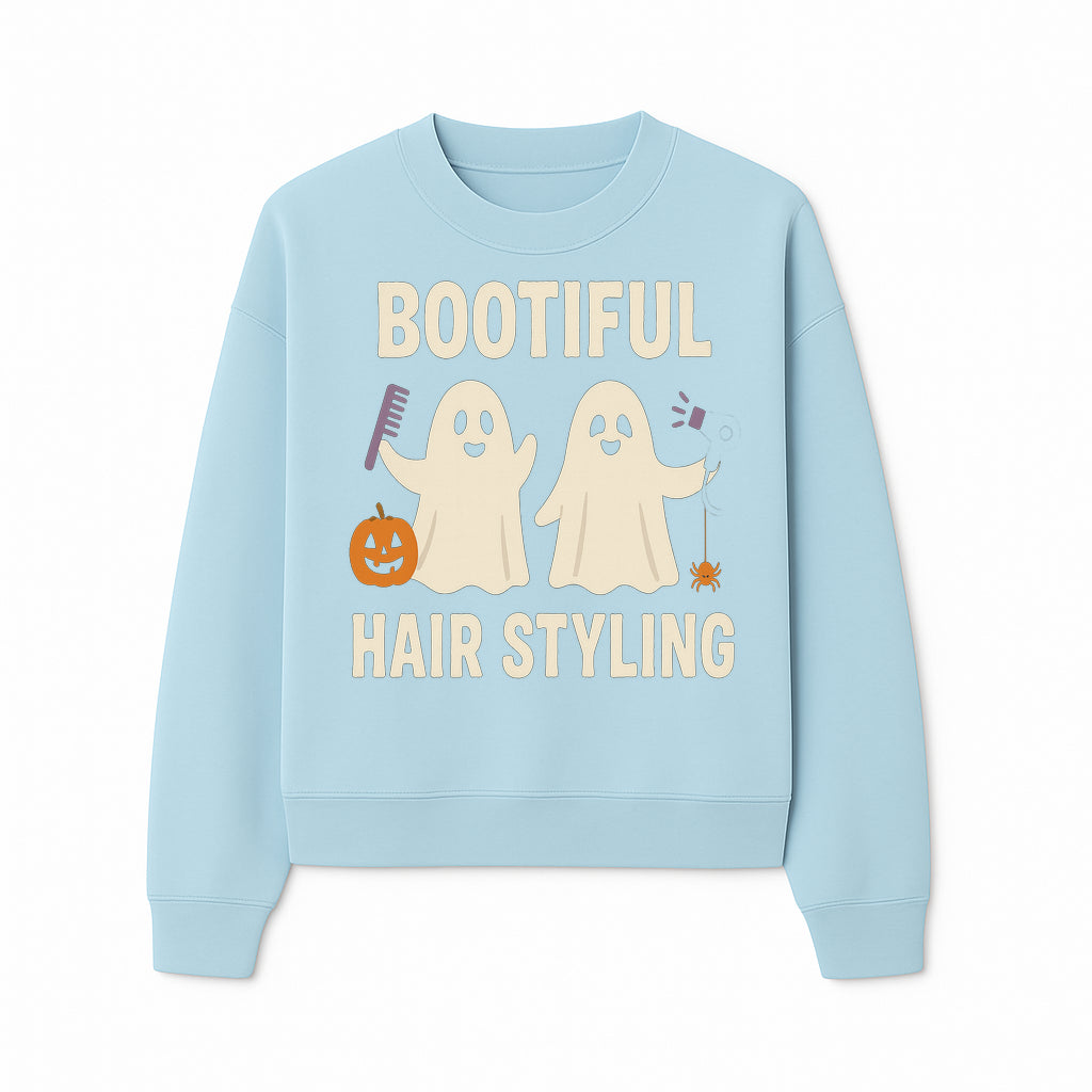 Bootiful Hair Styling Halloween Decor with Ghosts, Pumpkin, and Spider - Cute Salon Sign for Spooky Season - Sweatshirt 1757925835864.jpg