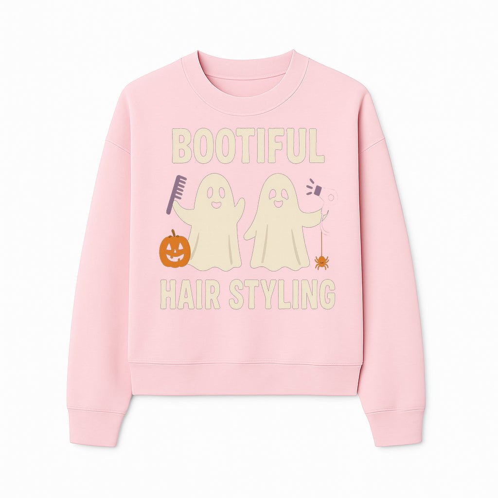 Bootiful Hair Styling Halloween Decor with Ghosts, Pumpkin, and Spider - Cute Salon Sign for Spooky Season - Sweatshirt 1757925835999.jpg