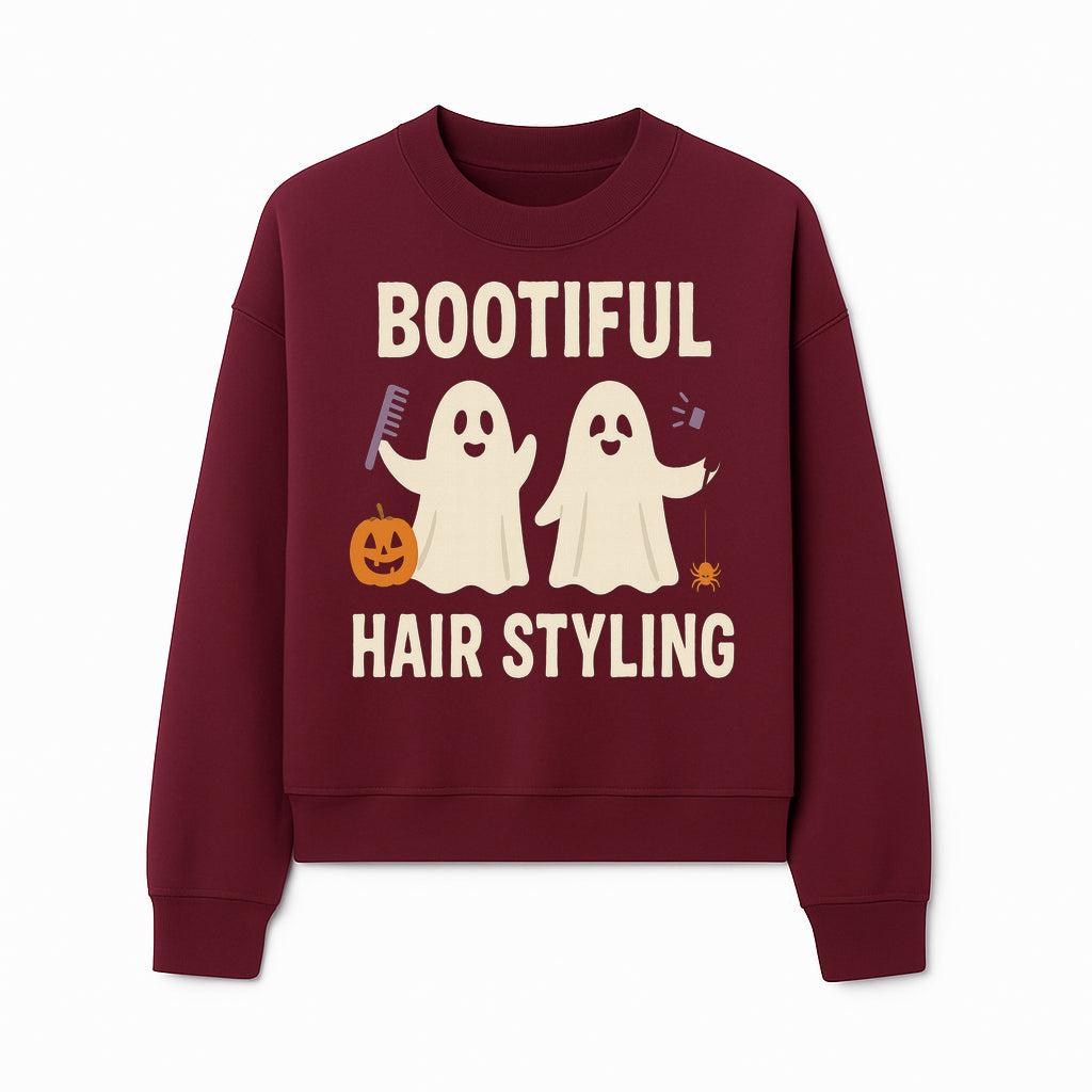 Bootiful Hair Styling Halloween Decor with Ghosts, Pumpkin, and Spider - Cute Salon Sign for Spooky Season - Sweatshirt 1757925836140.jpg