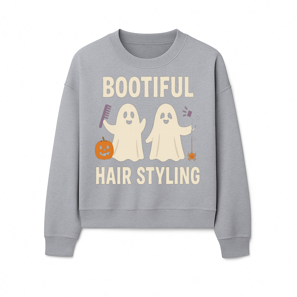 Bootiful Hair Styling Halloween Decor with Ghosts, Pumpkin, and Spider - Cute Salon Sign for Spooky Season - Sweatshirt 1757925836576.jpg