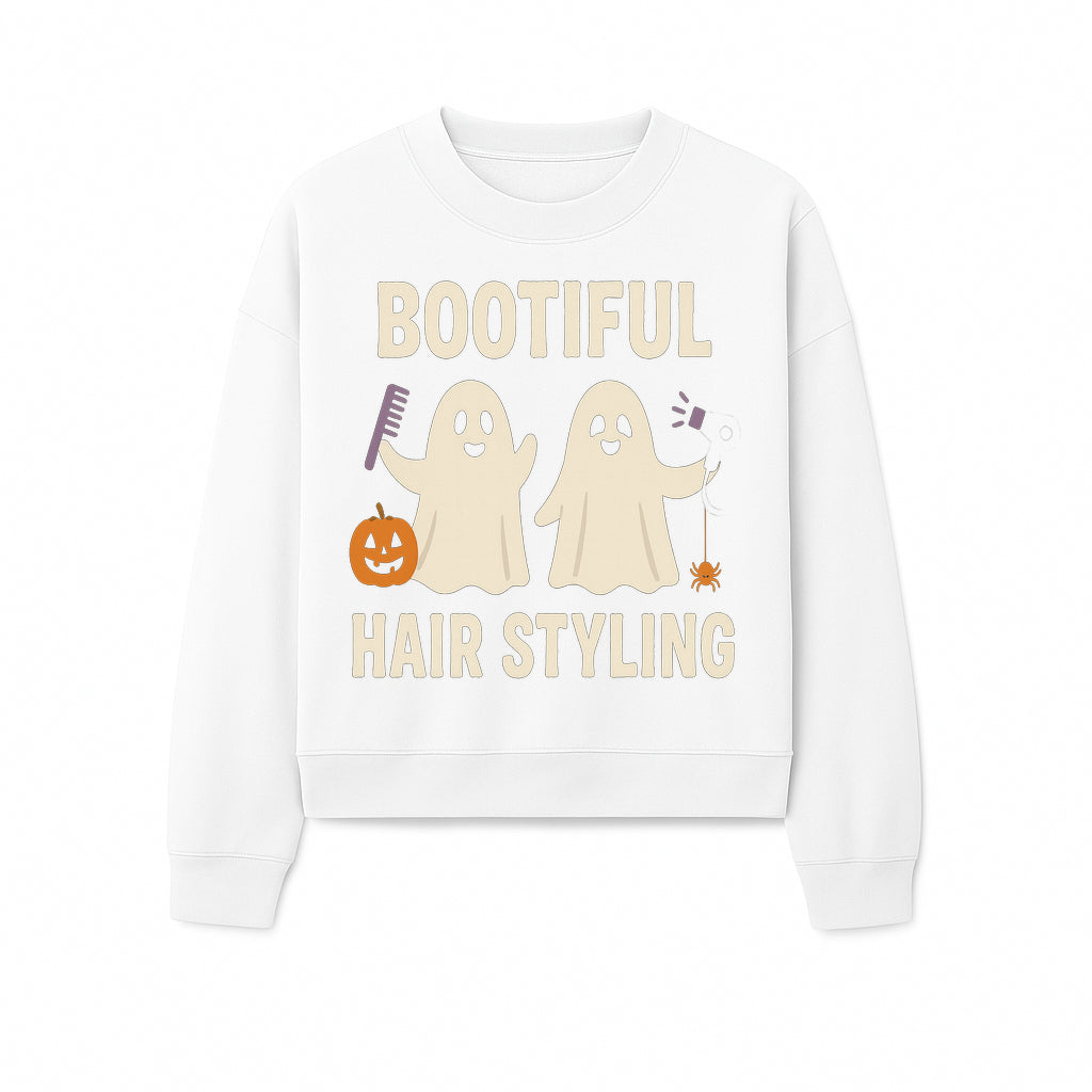 Bootiful Hair Styling Halloween Decor with Ghosts, Pumpkin, and Spider - Cute Salon Sign for Spooky Season - Sweatshirt 1757925836711.jpg