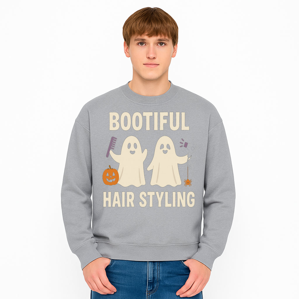 Bootiful Hair Styling Halloween Decor with Ghosts, Pumpkin, and Spider - Cute Salon Sign for Spooky Season - Sweatshirt 1757925837850.jpg