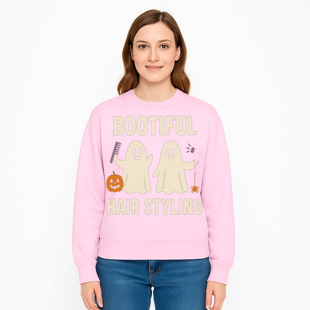 Bootiful Hair Styling Halloween Decor with Ghosts, Pumpkin, and Spider - Cute Salon Sign for Spooky Season - Sweatshirt 1757925838008.jpg