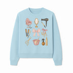 Beauty Salon Essentials Art Print | Hair Styling Tools, Chair, Mirror, Scissors, Bow | Feminine Decor for Styling Room - Sweatshirt 1757925842846.jpg