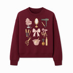 Beauty Salon Essentials Art Print | Hair Styling Tools, Chair, Mirror, Scissors, Bow | Feminine Decor for Styling Room - Sweatshirt 1757925843144.jpg