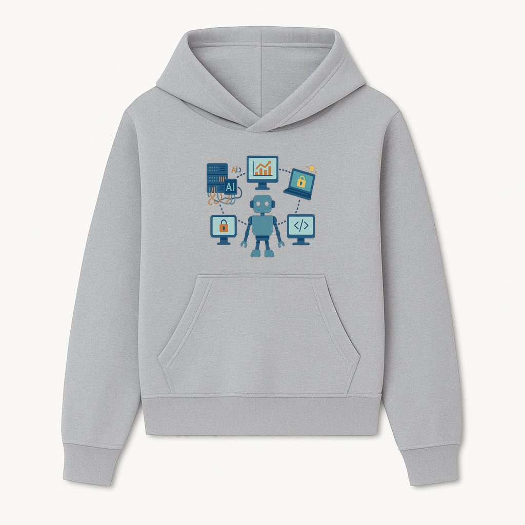 AI Robot Technology Illustration for Data Security, Analytics, and Coding - Digital Art Print for Tech Enthusiasts - Hoodie 1758004721708.jpg