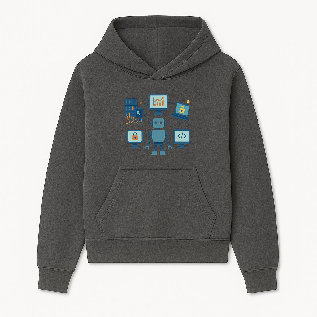 AI Robot Technology Illustration for Data Security, Analytics, and Coding - Digital Art Print for Tech Enthusiasts - Hoodie 1758004722111.jpg