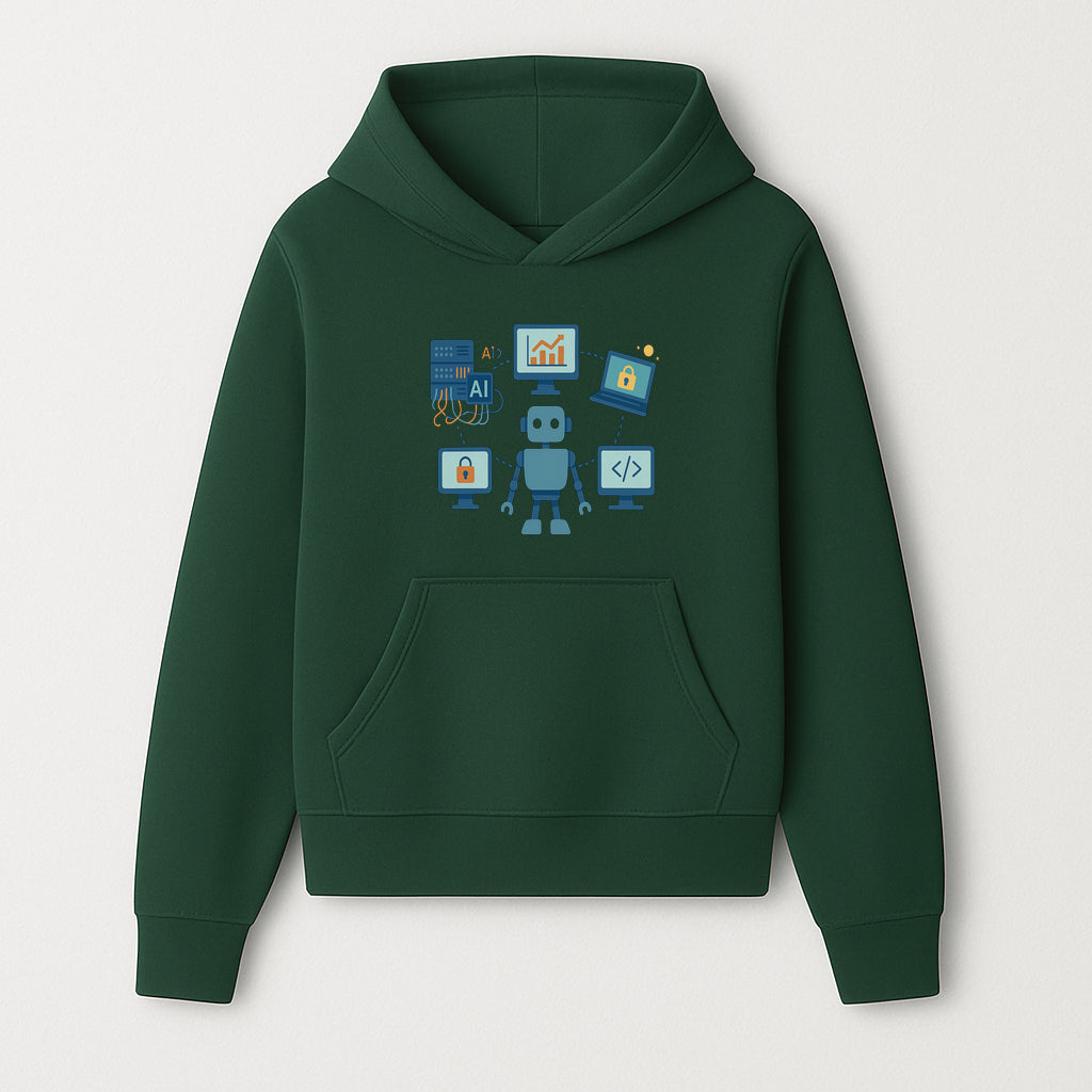 AI Robot Technology Illustration for Data Security, Analytics, and Coding - Digital Art Print for Tech Enthusiasts - Hoodie 1758004722274.jpg