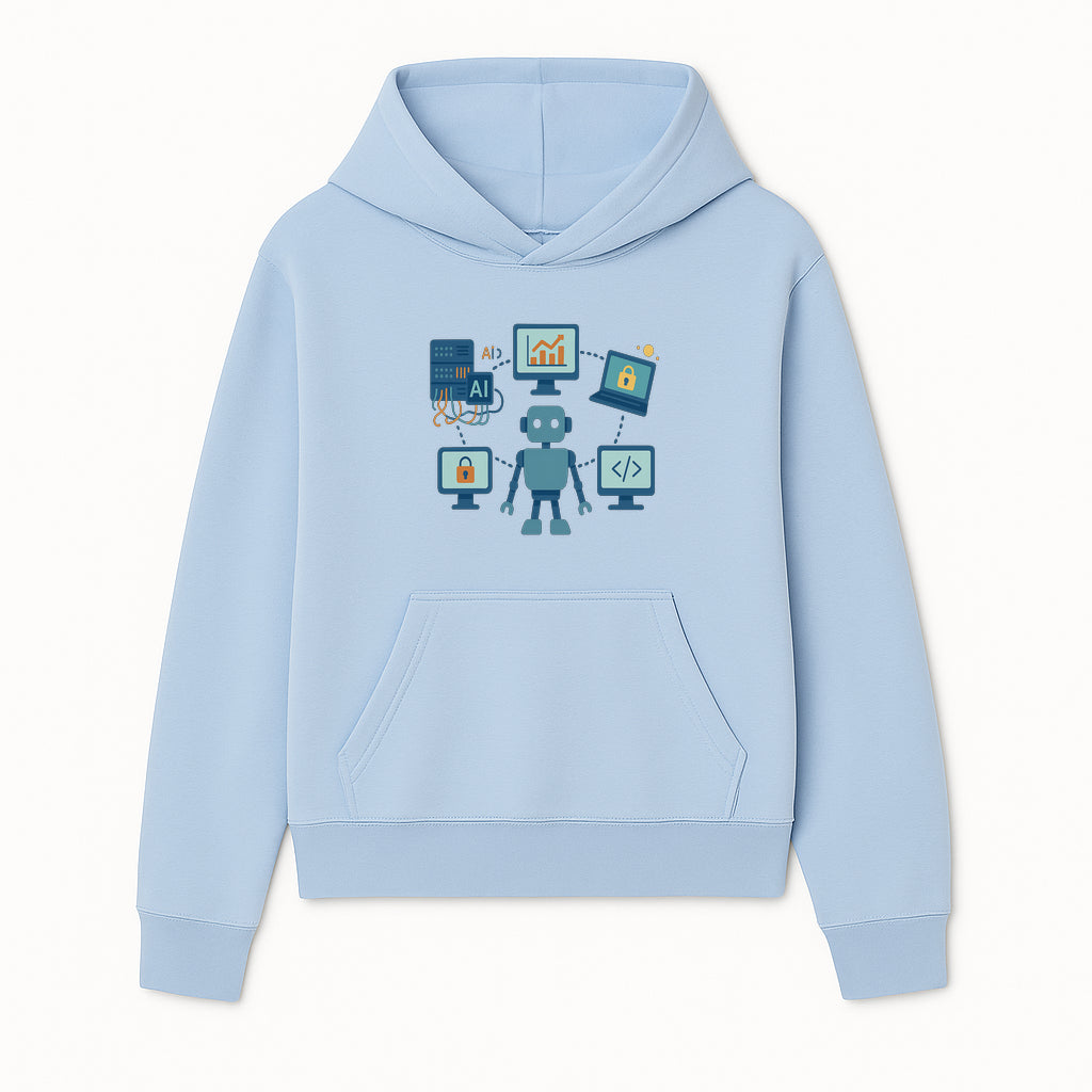 AI Robot Technology Illustration for Data Security, Analytics, and Coding - Digital Art Print for Tech Enthusiasts - Hoodie 1758004722616.jpg