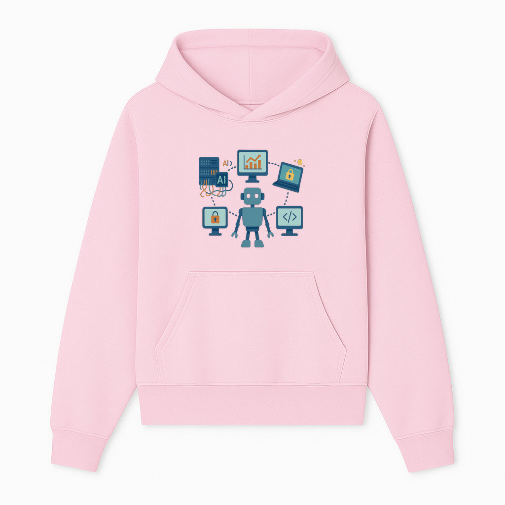 AI Robot Technology Illustration for Data Security, Analytics, and Coding - Digital Art Print for Tech Enthusiasts - Hoodie 1758004722741.jpg