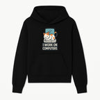 Cat Lover's Desk Decor: 'I Work on Computers' Cute Cat Laptop Design for Tech Enthusiasts and Pet Owners - Hoodie 1758004722899.jpg