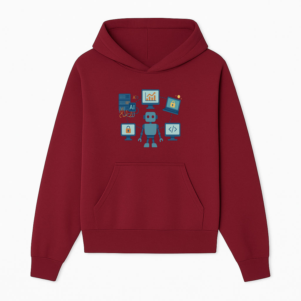 AI Robot Technology Illustration for Data Security, Analytics, and Coding - Digital Art Print for Tech Enthusiasts - Hoodie 1758004722905.jpg