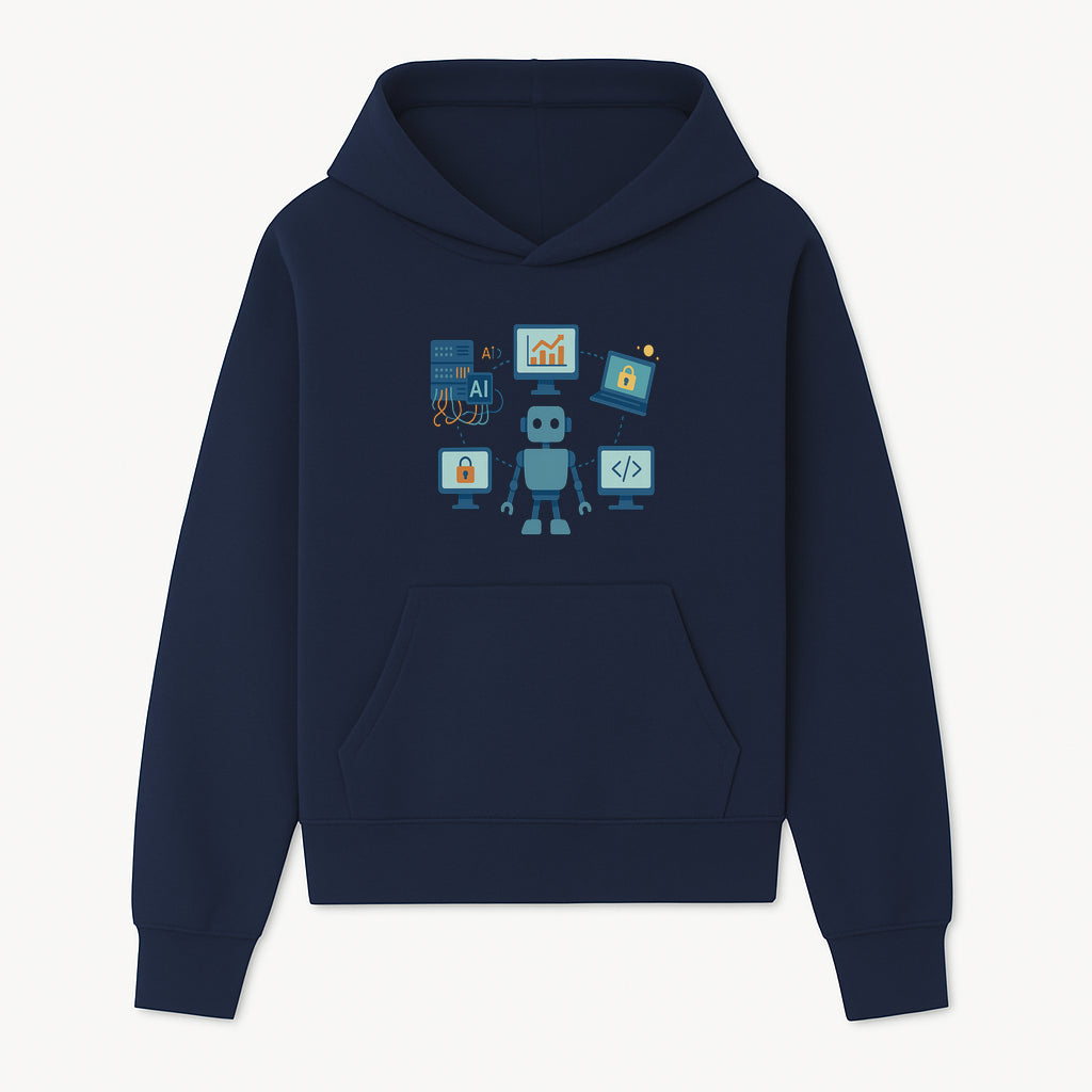 AI Robot Technology Illustration for Data Security, Analytics, and Coding - Digital Art Print for Tech Enthusiasts - Hoodie 1758004723057.jpg