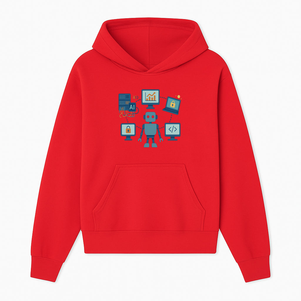 AI Robot Technology Illustration for Data Security, Analytics, and Coding - Digital Art Print for Tech Enthusiasts - Hoodie 1758004723219.jpg