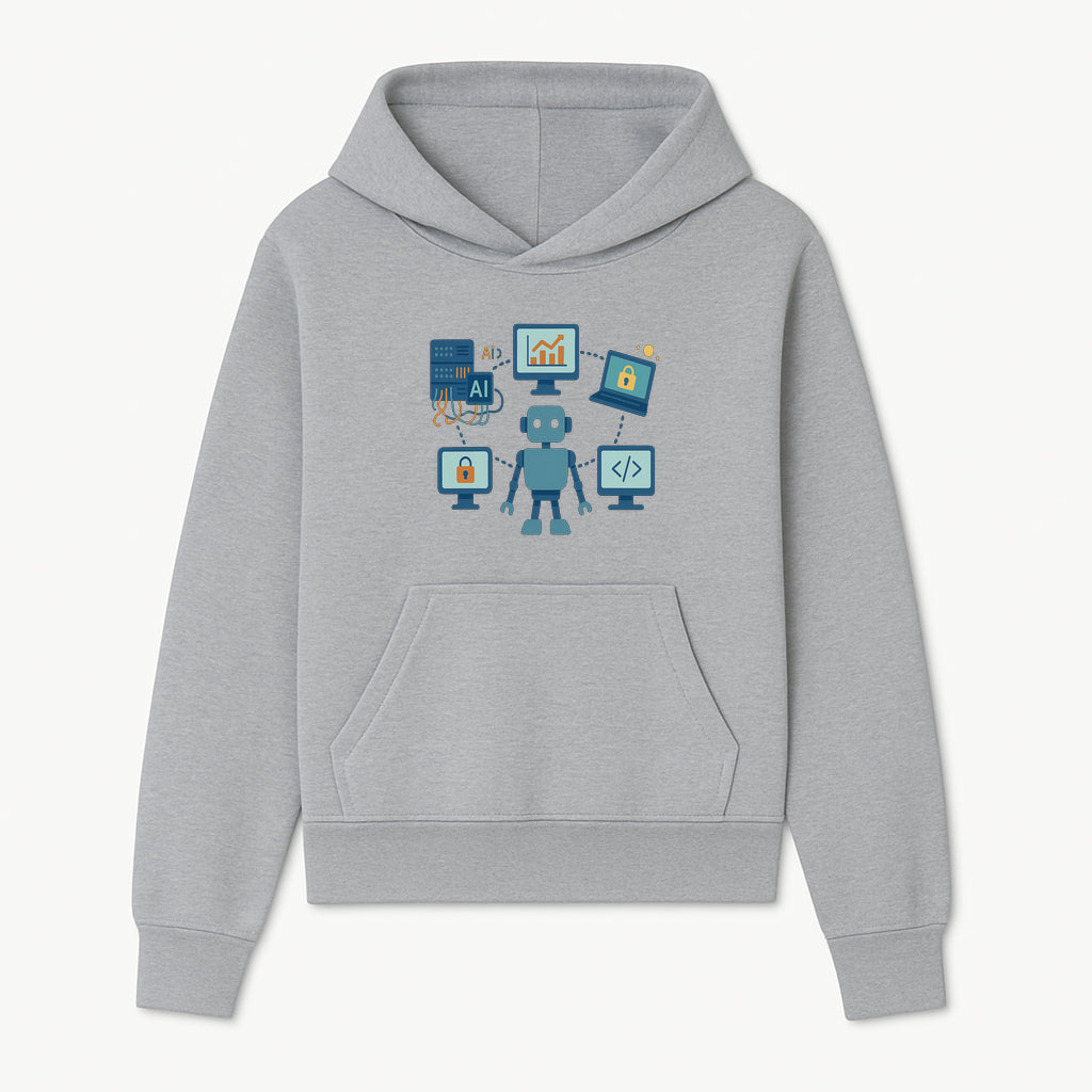 AI Robot Technology Illustration for Data Security, Analytics, and Coding - Digital Art Print for Tech Enthusiasts - Hoodie 1758004723336.jpg