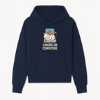 Cat Lover's Desk Decor: 'I Work on Computers' Cute Cat Laptop Design for Tech Enthusiasts and Pet Owners - Hoodie 1758004724095.jpg