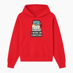 Cat Lover's Desk Decor: 'I Work on Computers' Cute Cat Laptop Design for Tech Enthusiasts and Pet Owners - Hoodie 1758004724242.jpg