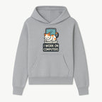 Cat Lover's Desk Decor: 'I Work on Computers' Cute Cat Laptop Design for Tech Enthusiasts and Pet Owners - Hoodie 1758004724413.jpg