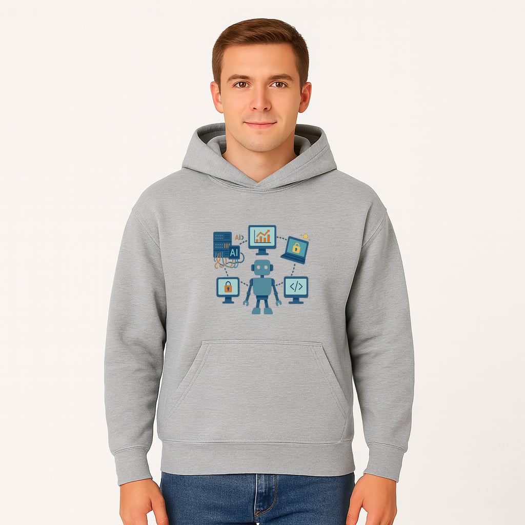 AI Robot Technology Illustration for Data Security, Analytics, and Coding - Digital Art Print for Tech Enthusiasts - Hoodie 1758004724711.jpg