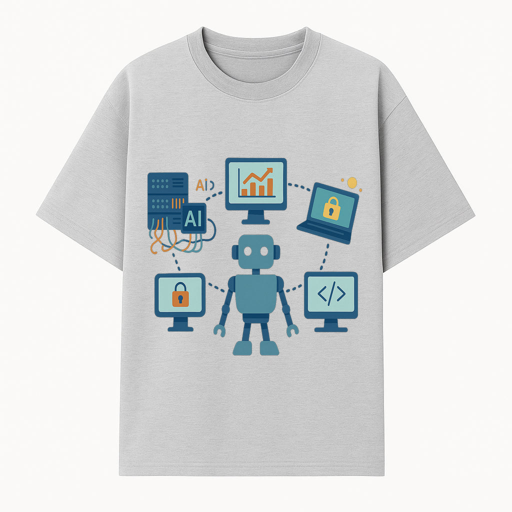 AI Robot Technology Illustration for Data Security, Analytics, and Coding - Digital Art Print for Tech Enthusiasts - T-shirt 1758004725121.jpg