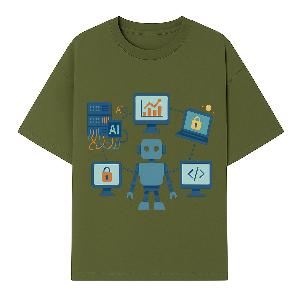 AI Robot Technology Illustration for Data Security, Analytics, and Coding - Digital Art Print for Tech Enthusiasts - T-shirt 1758004725556.jpg