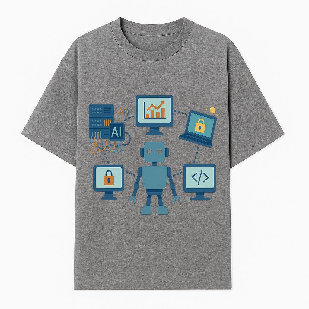 AI Robot Technology Illustration for Data Security, Analytics, and Coding - Digital Art Print for Tech Enthusiasts - T-shirt 1758004725687.jpg