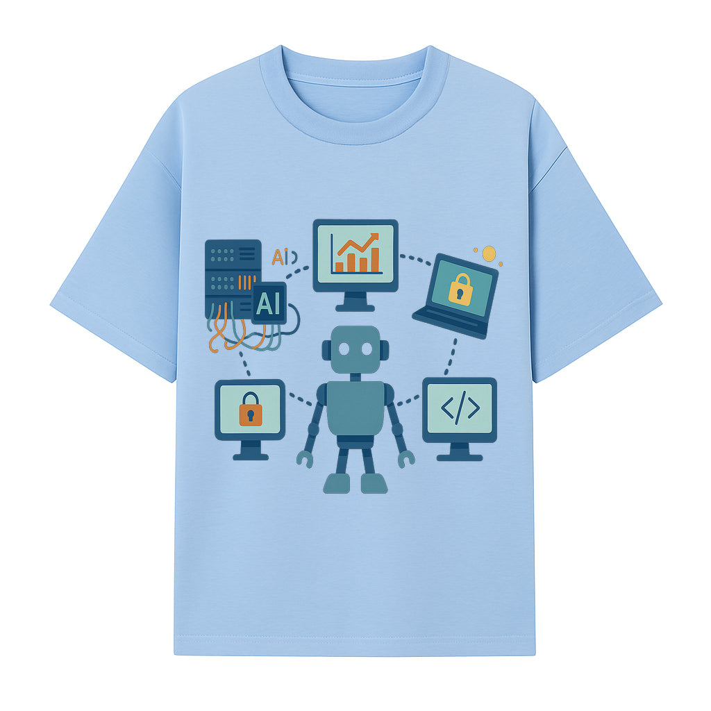 AI Robot Technology Illustration for Data Security, Analytics, and Coding - Digital Art Print for Tech Enthusiasts - T-shirt 1758004725870.jpg