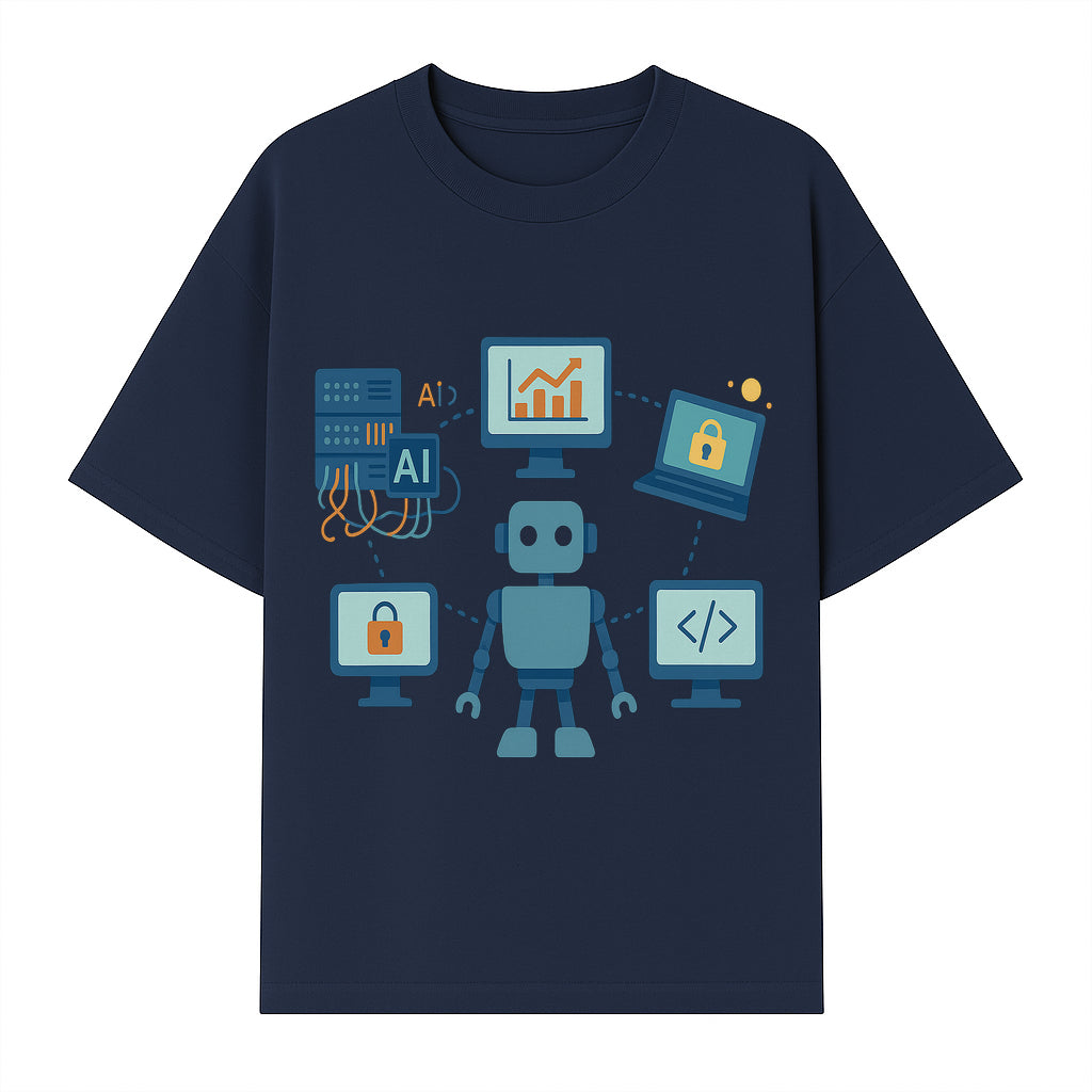 AI Robot Technology Illustration for Data Security, Analytics, and Coding - Digital Art Print for Tech Enthusiasts - T-shirt 1758004726362.jpg