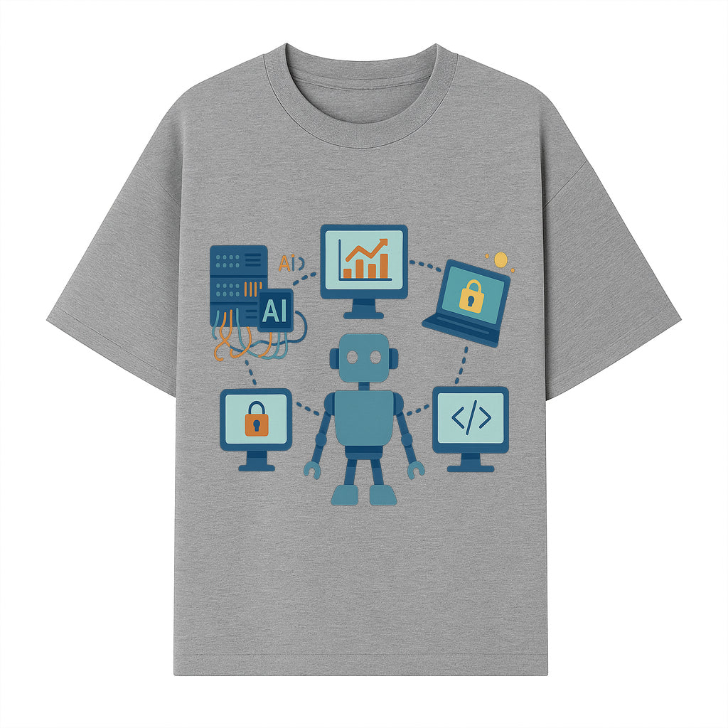 AI Robot Technology Illustration for Data Security, Analytics, and Coding - Digital Art Print for Tech Enthusiasts - T-shirt 1758004726712.jpg