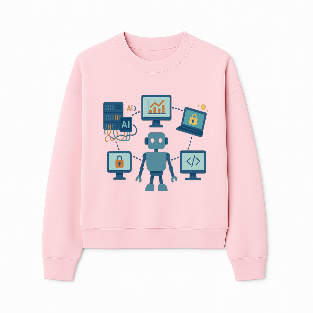 AI Robot Technology Illustration for Data Security, Analytics, and Coding - Digital Art Print for Tech Enthusiasts - Sweatshirt 1758004729191.jpg